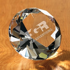 Paperweight Diamond Shape - Premium Crystal - Personalized Gift Engraved