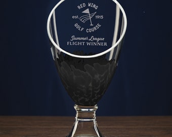 Galaxy Trophy Vase - 10" Tall Crystal Vase - Black Accent Color - Personalized Gift Engraved