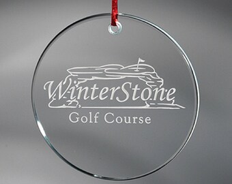 Glass Ornament with Free Engraving - Crystal Clear Glass with Polished Edge