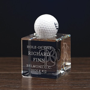 Hole In One Golf Award Crystal Golf Ball Stand Golf Trophy Engraved