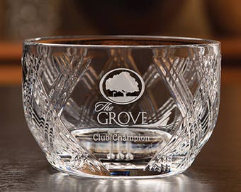 Applause Bowl - Lead Crystal - 7" dia x 5" h - Personalized Gift Bowl Engraved