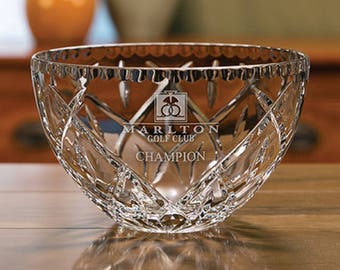 Kingsley Lead Crystal Bowl - Hand Cut and Polished - Personalized Gift Bowl Engraved