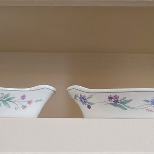 Augratin Dishes Set of 2 White with Floral Design