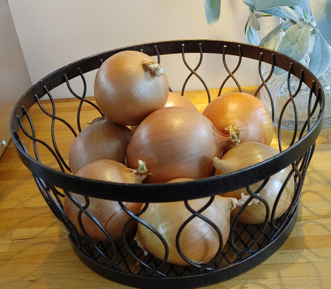 Vintage Round Metal Storage Basket Etsy