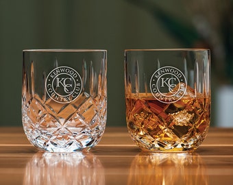 Set/2 - Manor Double Old Fashion - 11 oz Lead Crystal - Personalized Gift Engraved