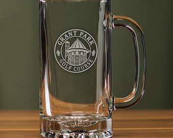 Set/2 - Tempered Tankard Mug - 16 oz Glass - Personalized Gift Engraved
