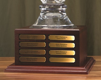 Perpetual Wood Base - Elegant Display of Trophy Cup or Vase - Personalized Gift Engraved