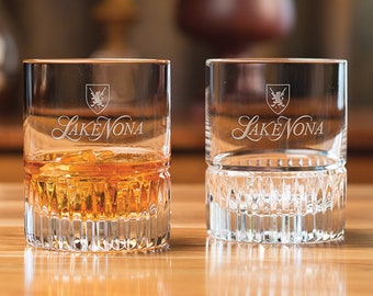 Set/2 - Parker On The Rocks - 10.5 oz Crystal Glass - Personalized Gift Engraved