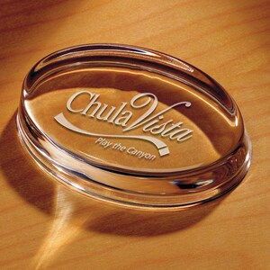 Glass Paperweight - Oval Shape - Personalized Gift Engraved