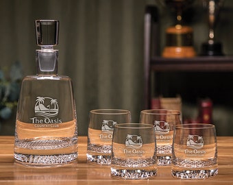 Tundra Crystal Decanter Set - 5 piece - Personalized Gift Engraved