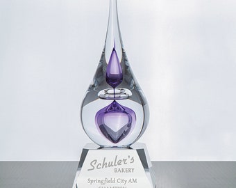 Neptune Teardrop Award - Violet Accent - Premium Personalized Gift Engraved
