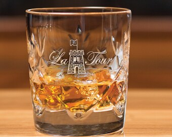 Set/2 - Director's On The Rocks - 10 1/2 oz Lead Crystal Glass - Personalized Gift Engraved