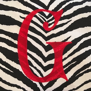 Monogrammed chair seat covers zebra print