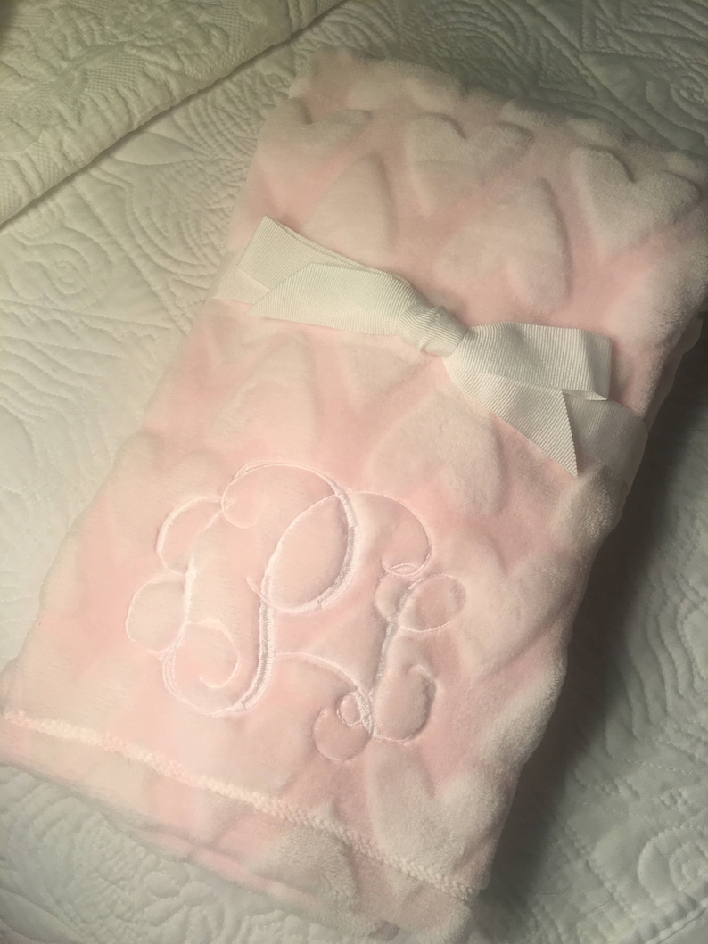 Pink Minky Monogrammed Baby Blanket Personalized Soft Pink Baby Blanket