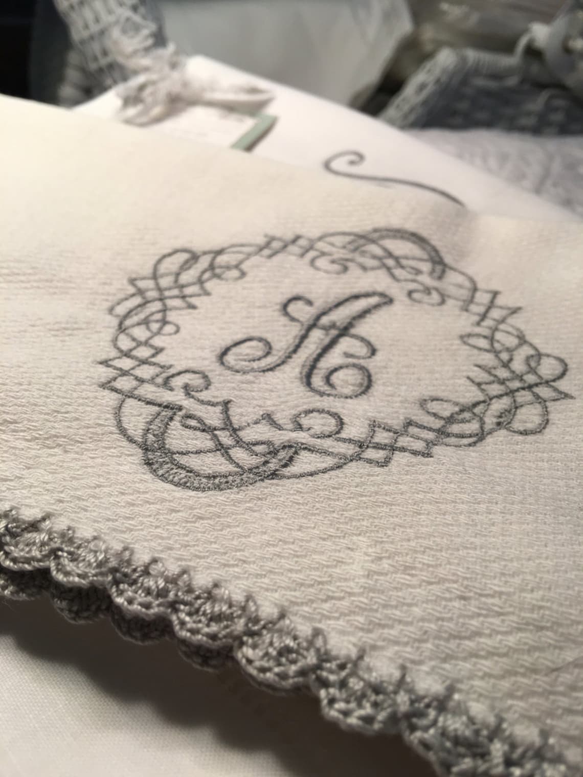 Burp Cloth Large Cloth Diaper Crochet Edge Monogrammed Etsy