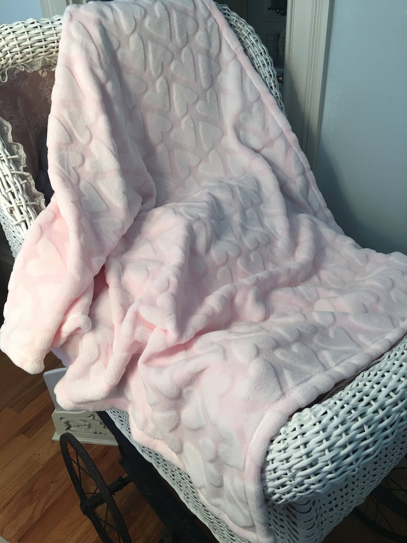 Pink Minky Monogrammed Baby Blanket Personalized Soft Pink Baby Blanket
