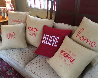 Burlap Christmas Pillow Covers