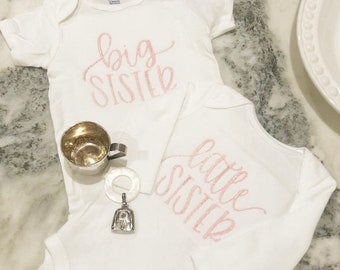 Big Sister Little Sister Little Brother Custom Baby Homecoming Outfit, Personalized Gown, Newborn Gown, photo outfit