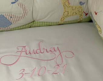 Fitted Baby Sheets, Monogrammed Cotton Sheet, Personalized crib sheet