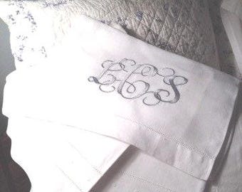Hemstitched linen and cotton pillowcases