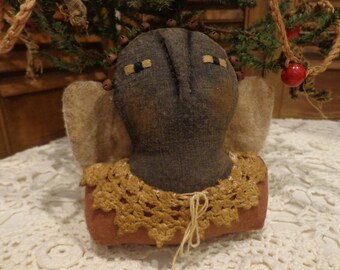 Primitive Black and Red Angel Bust*Cupboard Tuck*Bowl Basket Filler*