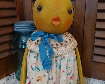 Primitive Spring Stump Chick*Easter*Spring*Doll*Flower Garden