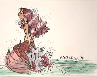 Lilac Mermaid Watercolor
