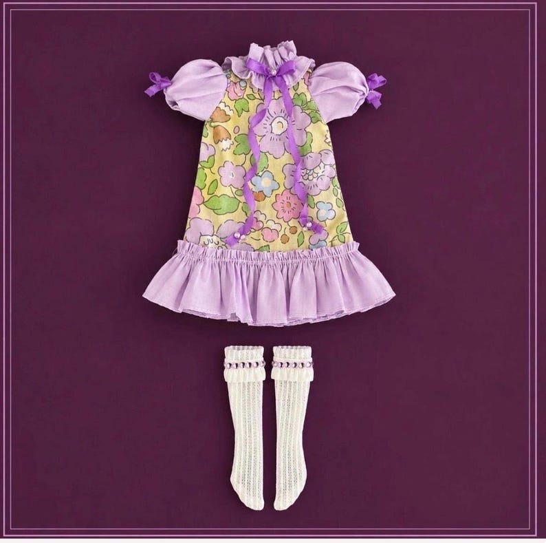 Blythe Liberty Julie Belle pink floral dress or Lilac image 7