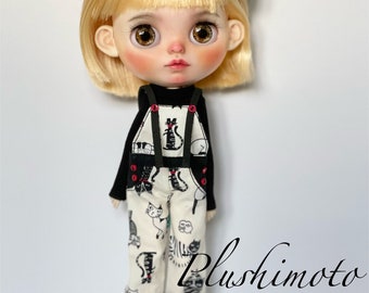 Blythe outfit: top - dungaree- hair clip
