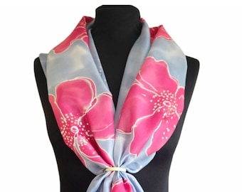 Hand-Painted Silk Scarf: Made to Order scarf Sakura Cherry Blossom Design