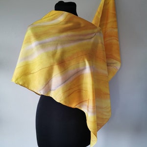 Mother's day gift Woman's day gift Hand painted silk long scarf Yellow silk scarf Floral scarf for women