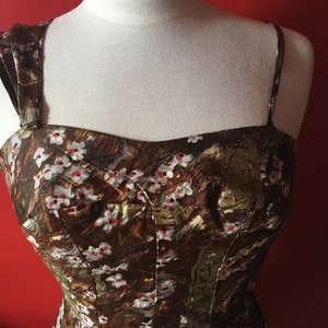 Original vintage TIKI DRESS 1950&#39;s HAWAIIAN Sarong Small X-Small 50s vlv Pool party pinup rockabilly