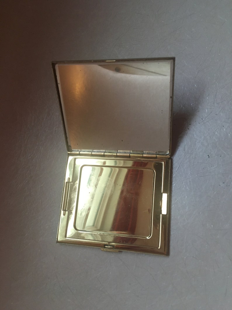 Mid Century 1950's Vintage Powder Compact Hand Painted Make up Cosmetic ...