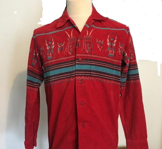 Red Corduroy SHIRT by Style Eyes Sportwear ROCKABILLY 1950s - Etsy