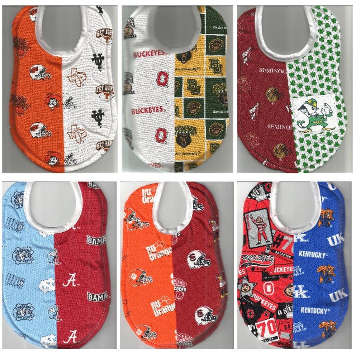 College House Divided Baby Bibs made with NCAA fabric Etsy