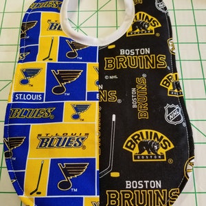 Hockey House Divided Baby Bibs made with NHL fabric - Handmade