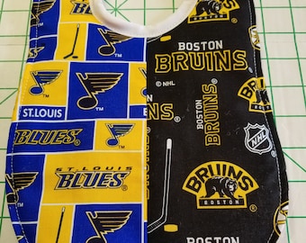 Hockey House Divided Baby Bibs made with NHL fabric - Handmade