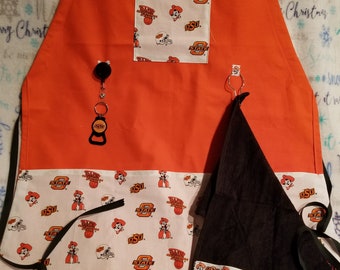 College Team Apron made with NCAA fabric on sturdy canvas fabric - Handmade