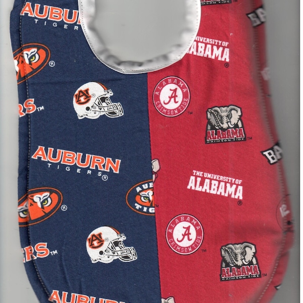 College House Divided Baby Bibs made with NCAA fabric - Handmade