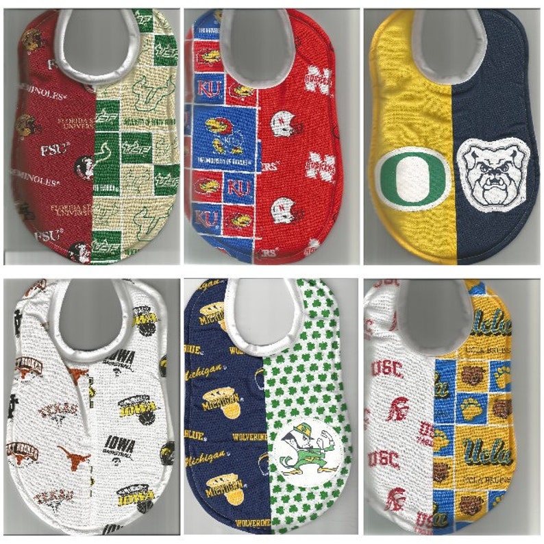 College House Divided Baby Bibs made with NCAA fabric Handmade image 4