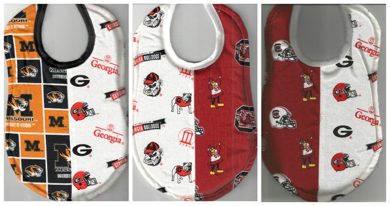 College House Divided Baby Bibs made with NCAA fabric Handmade image 8