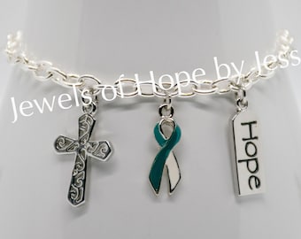 Cervical Cancer Awareness Ribbon Charm Bracelet