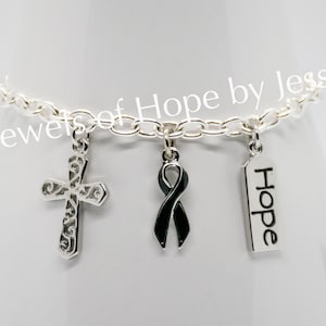 Melanoma/Skin Cancer Awareness Ribbon Charm Bracelet