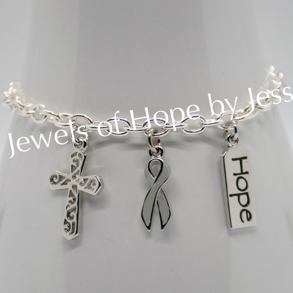 Brain Cancer Awareness Ribbon Charm Bracelet