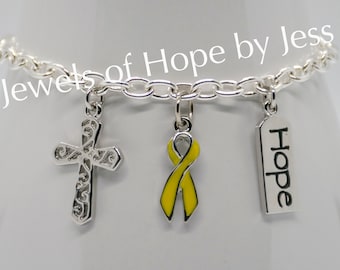 Sarcoma/Bone Cancer Awareness Ribbon Charm Bracelet