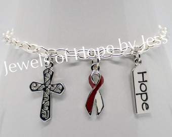 Head and Neck Cancer Awareness Ribbon Charm Bracelet