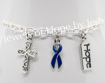 Colon/Colorectal Cancer Awareness Ribbon Charm Bracelet