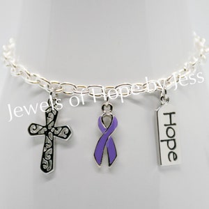 All Cancer Awareness Ribbon Charm Bracelet