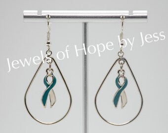 Cervical Cancer Awareness Ribbon Hope Drop Earrings