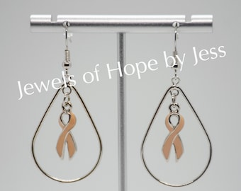 Uterine Cancer Awareness Ribbon Hope Drop Earrings